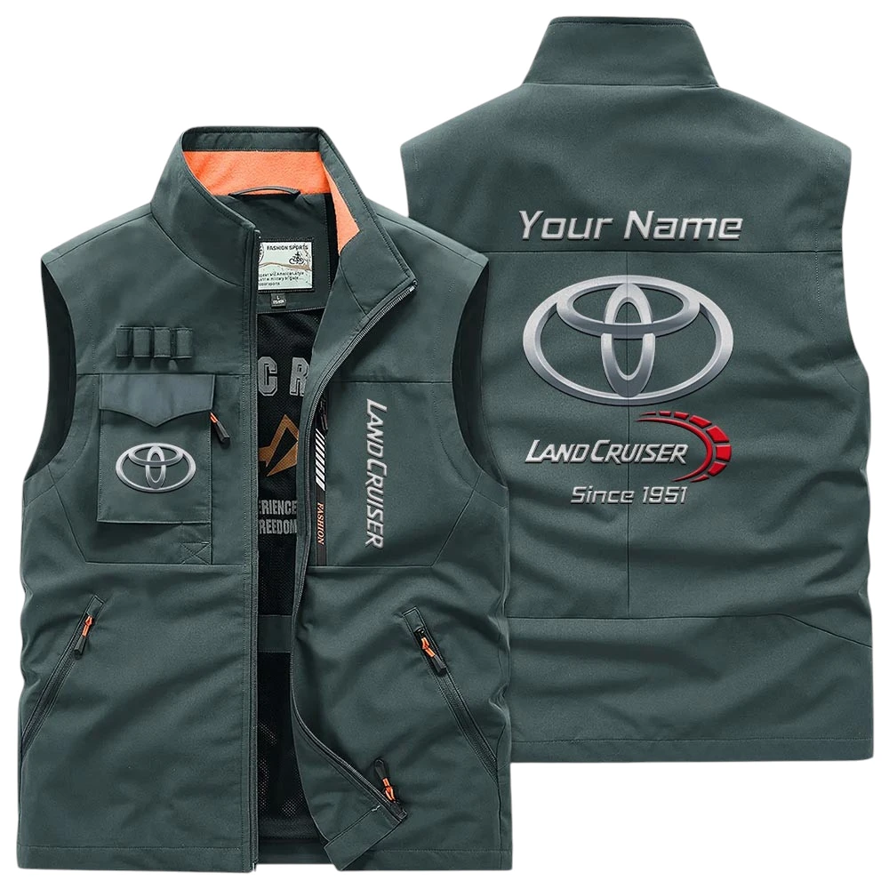 Toyota Land Cruiser Multi Pocket Vest Sleeveless Men Outdoor Vest Lightweight Custom Name TN170425Y39MPVCT1TOY Toyota Land Cruiser Multi Pocket Vest Sleeveless Men Outdoor Vest Lightweight Custom Name TN170425Y39MPVCT1TOY