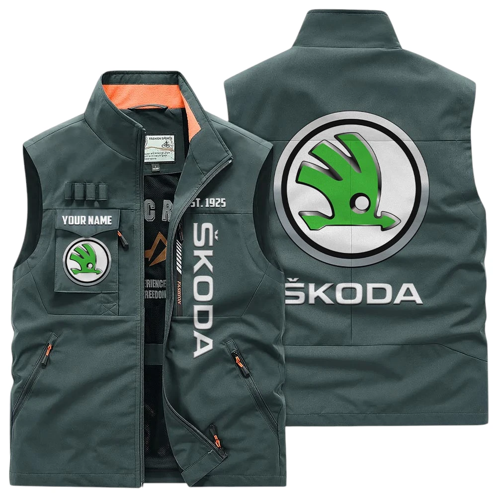 Skoda Multi Pocket Vest Sleeveless Men Outdoor Vest Lightweight Custom Name TN170425Y39MPVCT2SKO Skoda Multi Pocket Vest Sleeveless Men Outdoor Vest Lightweight Custom Name TN170425Y39MPVCT2SKO