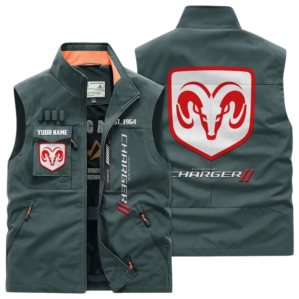 Dodge Charger Multi Pocket Vest Sleeveless Men Outdoor Vest Lightweight Custom Name TN170425Y39MPVCT4DOD Dodge Charger Multi Pocket Vest Sleeveless Men Outdoor Vest Lightweight Custom Name TN170425Y39MPVCT4DOD