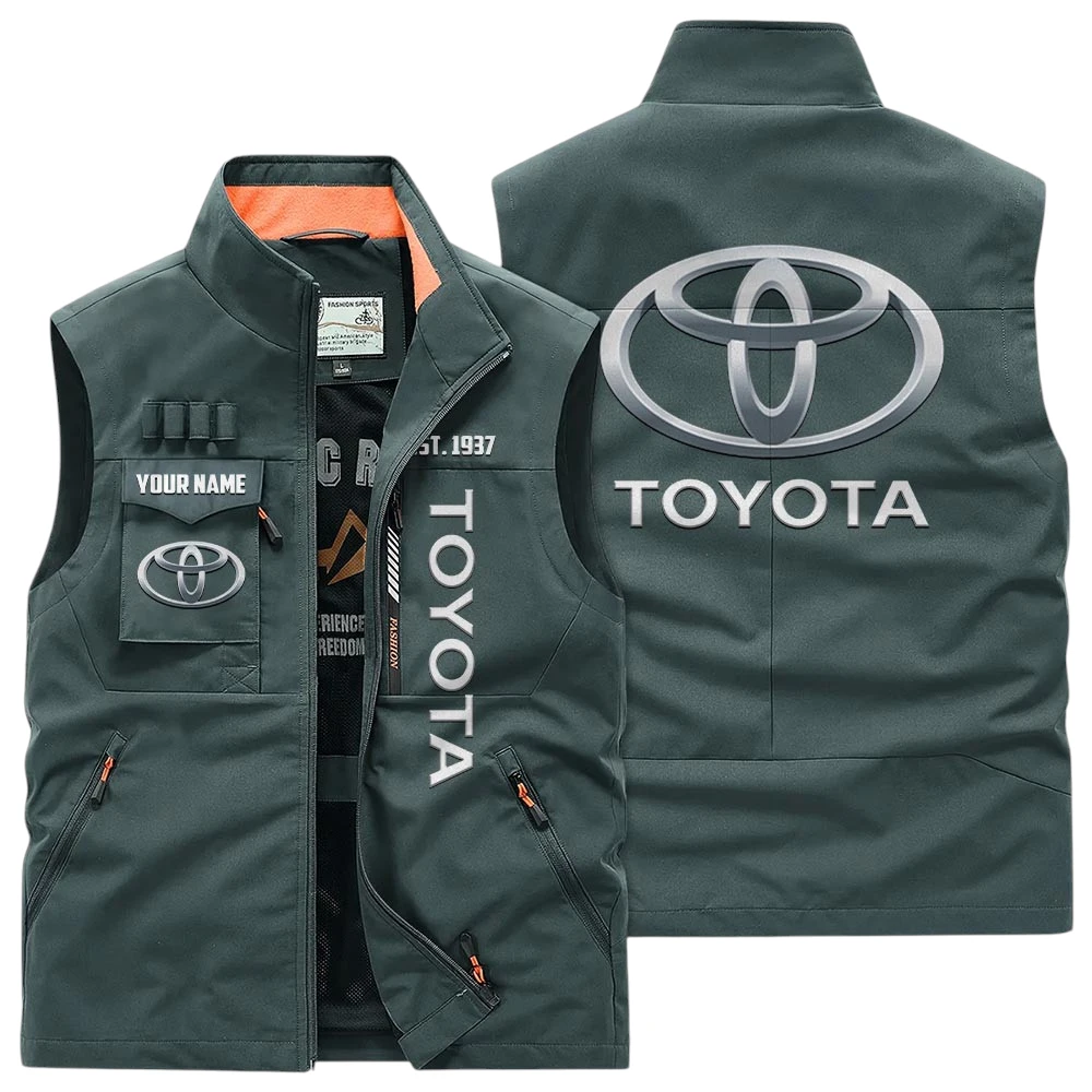 Toyota Multi Pocket Vest Sleeveless Men Outdoor Vest Lightweight Custom Name TN170425Y39MPVCT4TOY Toyota Multi Pocket Vest Sleeveless Men Outdoor Vest Lightweight Custom Name TN170425Y39MPVCT4TOY