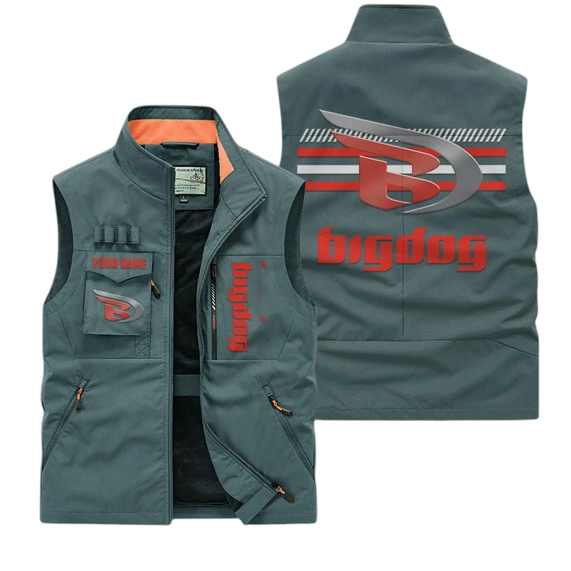 Big Dog Motorcycles Multi Pocket Vest Sleeveless Men Outdoor Vest Lightweight Custom Name TN190425Y39MPVCT1BDM Big Dog Motorcycles Multi Pocket Vest Sleeveless Men Outdoor Vest Lightweight Custom Name TN190425Y39MPVCT1BDM