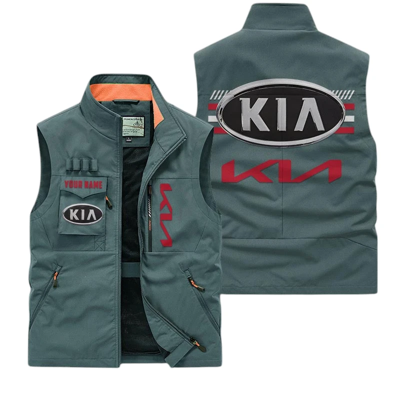 KIA Multi Pocket Vest Sleeveless Men Outdoor Vest Lightweight Custom Name For Fans TN190425Y39MPVCT1KIA KIA Multi Pocket Vest Sleeveless Men Outdoor Vest Lightweight Custom Name For Fans TN190425Y39MPVCT1KIA