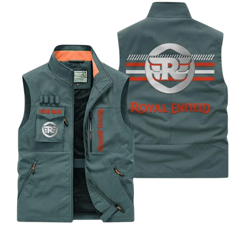 Royal Enfield Multi Pocket Vest Sleeveless Men Outdoor Vest Lightweight Custom Name For Fans TN190425Y39MPVCT1ROY Royal Enfield Multi Pocket Vest Sleeveless Men Outdoor Vest Lightweight Custom Name For Fans TN190425Y39MPVCT1ROY