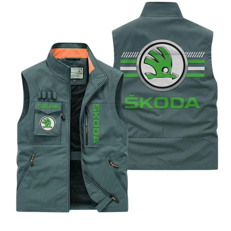 Skoda Multi Pocket Vest Sleeveless Men Outdoor Vest Lightweight Custom Name For Fans TN190425Y39MPVCT1SKO Skoda Multi Pocket Vest Sleeveless Men Outdoor Vest Lightweight Custom Name For Fans TN190425Y39MPVCT1SKO