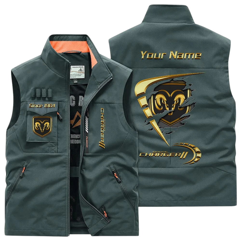 Dodge Charger Multi Pocket Vest Sleeveless Men Outdoor Vest Lightweight Custom Name For Fans TN220425Y39MPVCT2DOD Dodge Charger Multi Pocket Vest Sleeveless Men Outdoor Vest Lightweight Custom Name For Fans TN220425Y39MPVCT2DOD