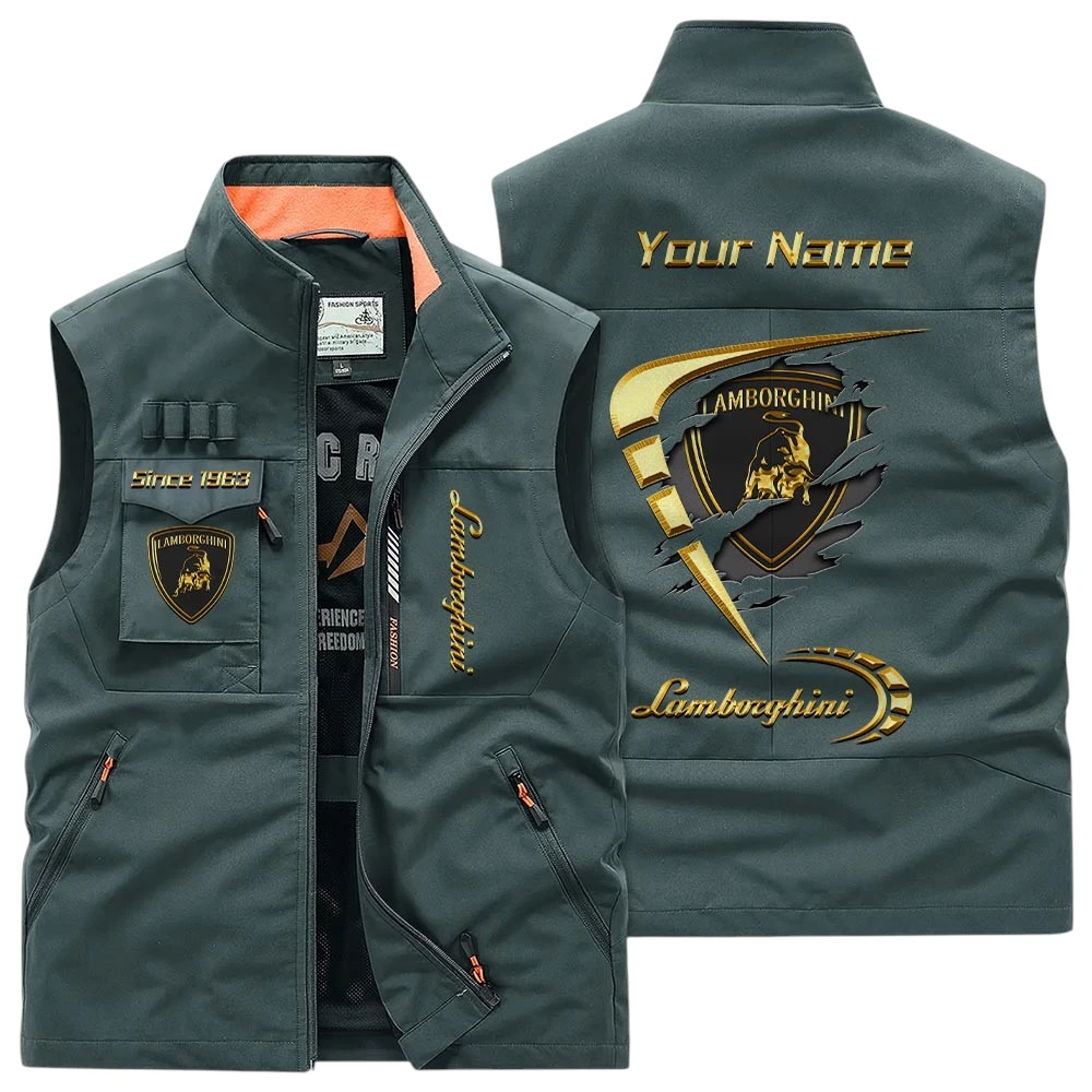 Lamborghini Multi Pocket Vest Sleeveless Men Outdoor Vest Lightweight Custom Name For Fans TN230425Y39MPVCT1LAM Lamborghini Multi Pocket Vest Sleeveless Men Outdoor Vest Lightweight Custom Name For Fans TN230425Y39MPVCT1LAM