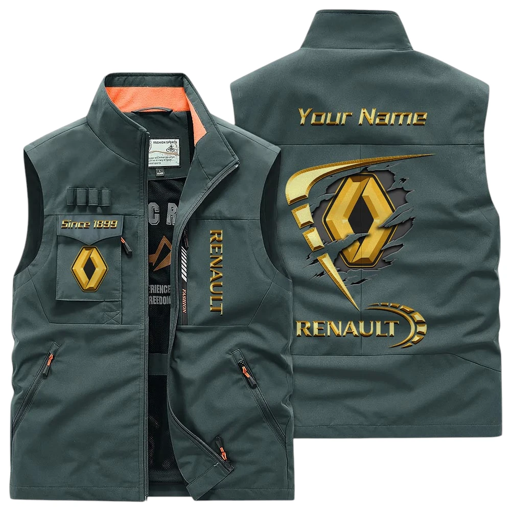 Renault Multi Pocket Vest Sleeveless Men Outdoor Vest Lightweight Custom Name For Fans TN230425Y39MPVCT1REN Renault Multi Pocket Vest Sleeveless Men Outdoor Vest Lightweight Custom Name For Fans TN230425Y39MPVCT1REN