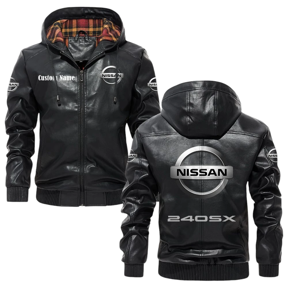 Nissan 240sx Exclusive Logo Hooded Jacket PU Leather x Durable Windproof Warm Soft Checkered Lining, Custom Name HG030425Y47JHLCT1NIS Nissan 240sx Exclusive Logo Hooded Jacket PU Leather x Durable Windproof Warm Soft Checkered Lining, Custom Name HG030425Y47JHLCT1NIS