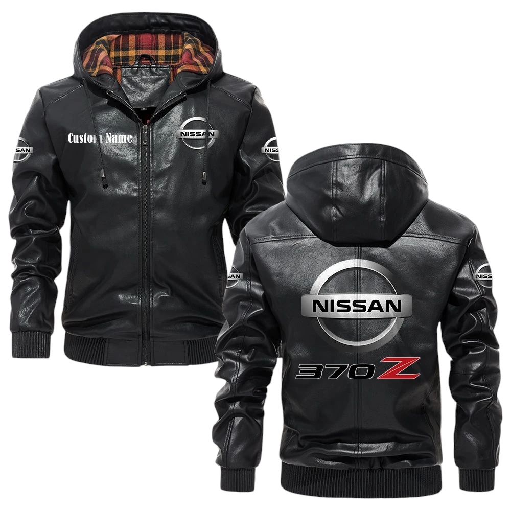 Nissan 370z Exclusive Logo Hooded Jacket PU Leather x Durable Windproof Warm Soft Checkered Lining, Custom Name HG030425Y47JHLCT4NIS Nissan 370z Exclusive Logo Hooded Jacket PU Leather x Durable Windproof Warm Soft Checkered Lining, Custom Name HG030425Y47JHLCT4NIS