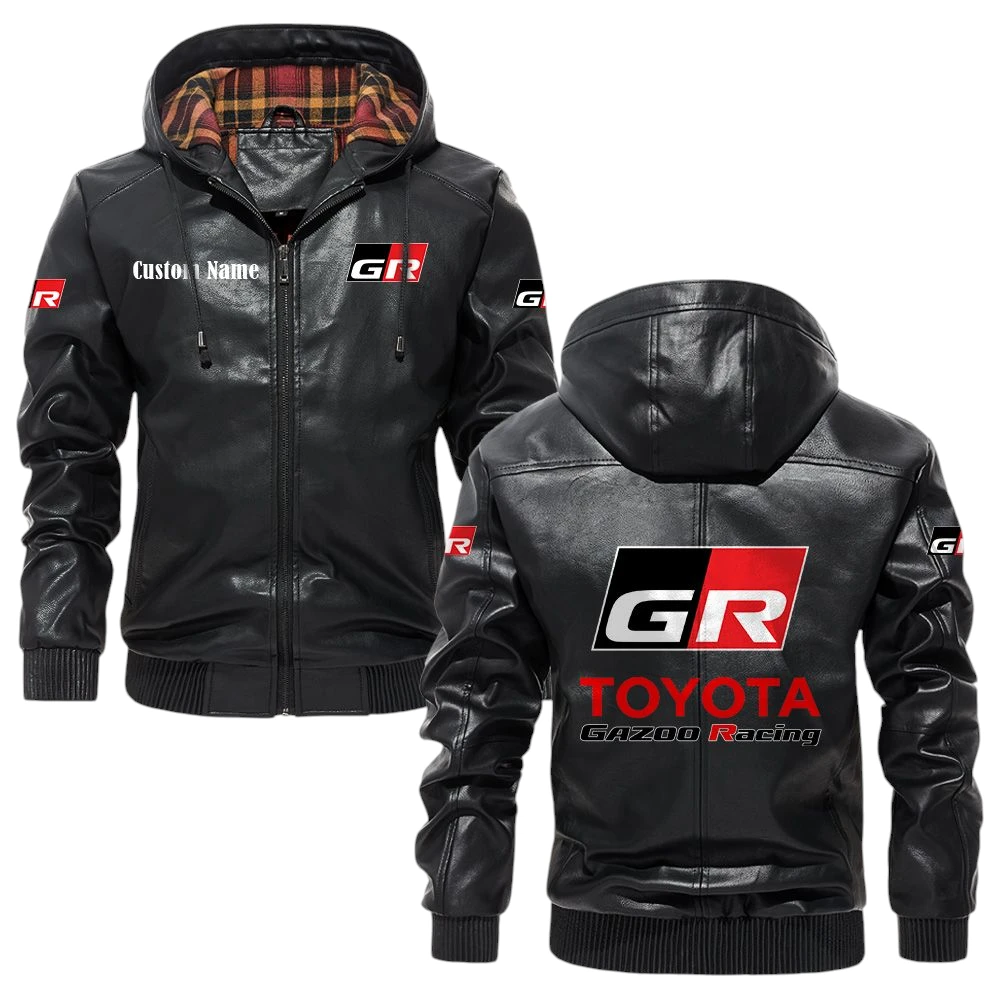 Toyota Gazoo Racing Exclusive Logo Hooded Jacket PU Leather x Durable Windproof Warm Soft Checkered Lining, Custom Name HG040425Y47JHLCT1TGR Toyota Gazoo Racing Exclusive Logo Hooded Jacket PU Leather x Durable Windproof Warm Soft Checkered Lining, Custom Name HG040425Y47JHLCT1TGR