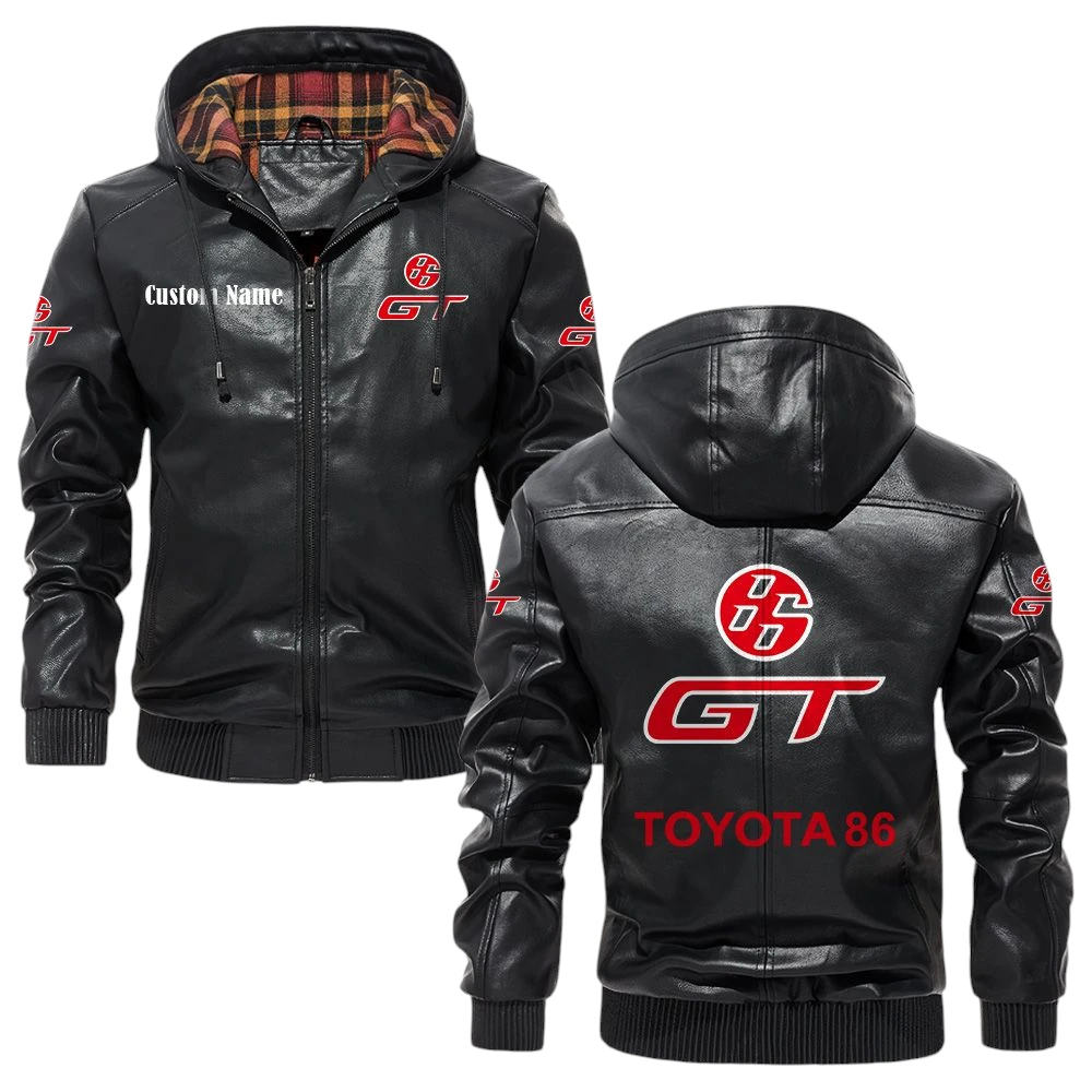 Toyota 86 Hooded Jacket PU Leather x Durable Windproof Warm Soft Checkered Lining, Custom Name HG040425Y47JHLCT1TOY Toyota 86 Hooded Jacket PU Leather x Durable Windproof Warm Soft Checkered Lining, Custom Name HG040425Y47JHLCT1TOY