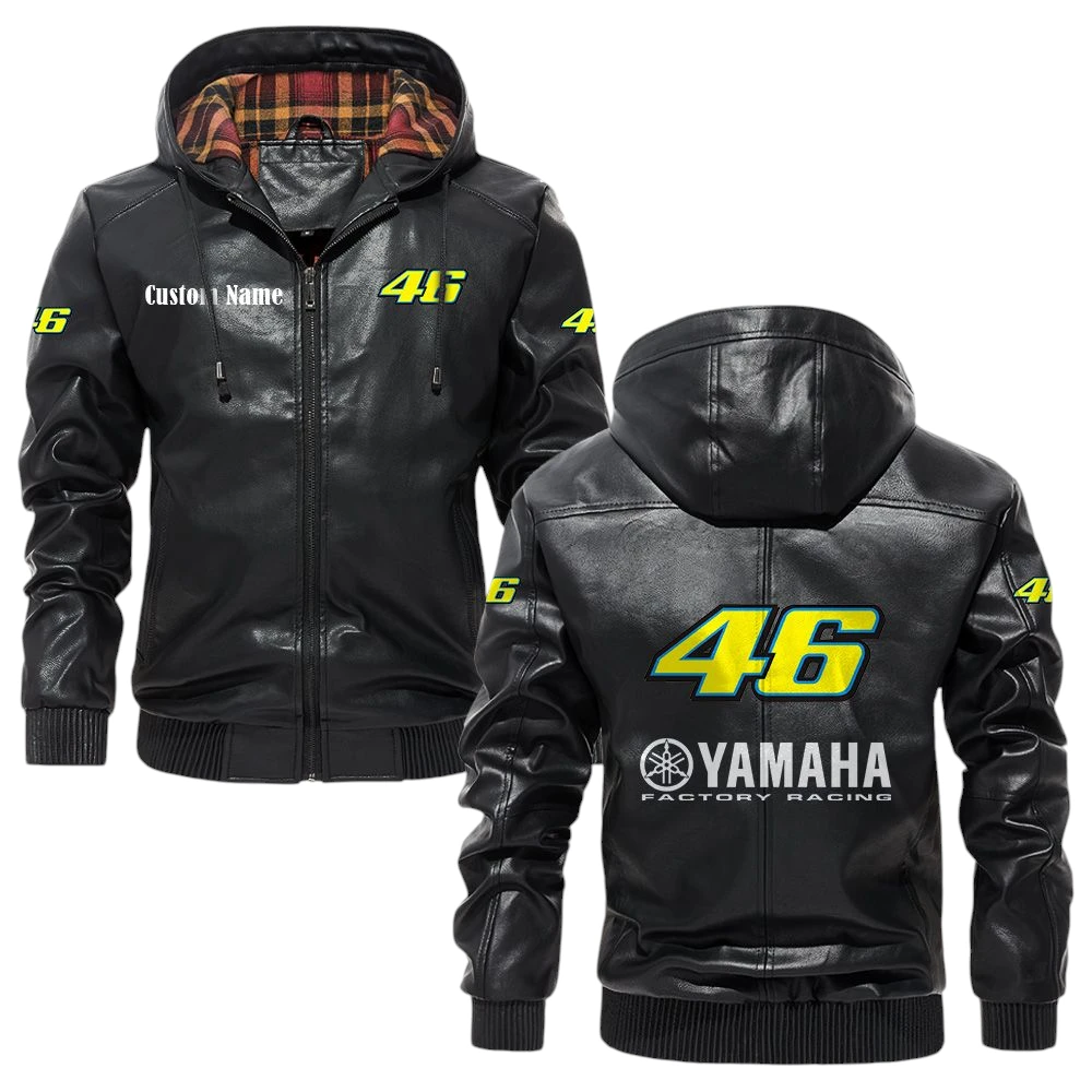 Yamaha 46 Hooded Jacket PU Leather x Durable Windproof Warm Soft Checkered Lining, Custom Name HG040425Y47JHLCT1YMH Yamaha 46 Hooded Jacket PU Leather x Durable Windproof Warm Soft Checkered Lining, Custom Name HG040425Y47JHLCT1YMH