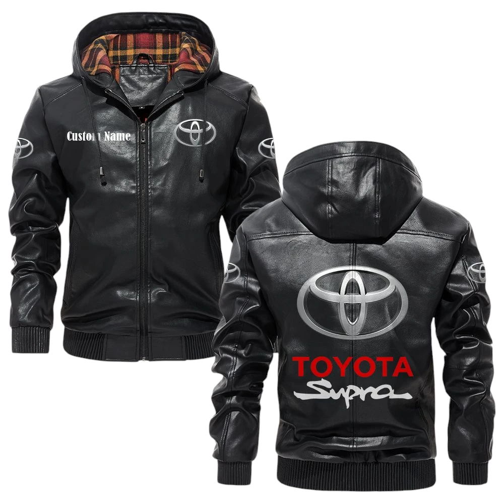 Toyota Supra Exclusive Logo Hooded Jacket PU Leather x Durable Windproof Warm Soft Checkered Lining, Custom Name HG040425Y47JHLCT9TOY Toyota Supra Exclusive Logo Hooded Jacket PU Leather x Durable Windproof Warm Soft Checkered Lining, Custom Name HG040425Y47JHLCT9TOY