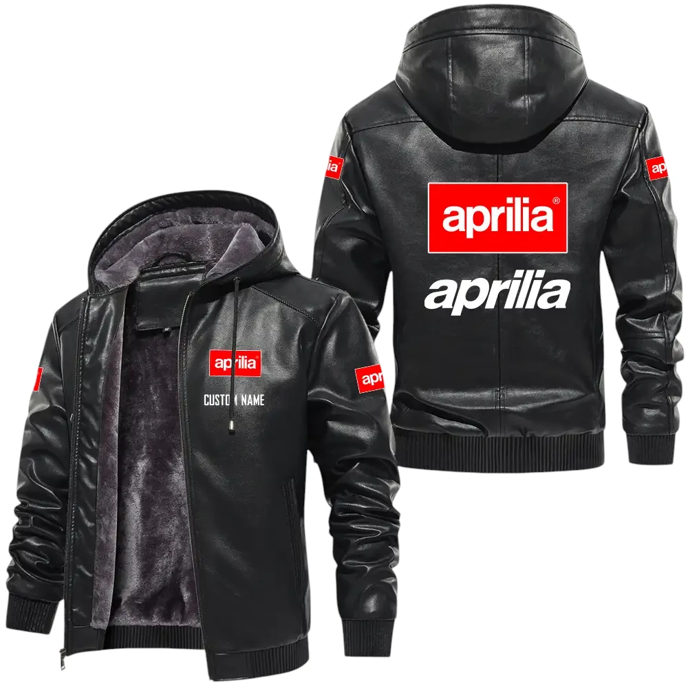 Aprilia PU Leather Hooded Jacket, Mens Durable Windproof Keep Warm Soft Velvet Lined Jacket, Custom Name HG030325Y24LJHAPR Aprilia PU Leather Hooded Jacket, Mens Durable Windproof Keep Warm Soft Velvet Lined Jacket, Custom Name HG030325Y24LJHAPR