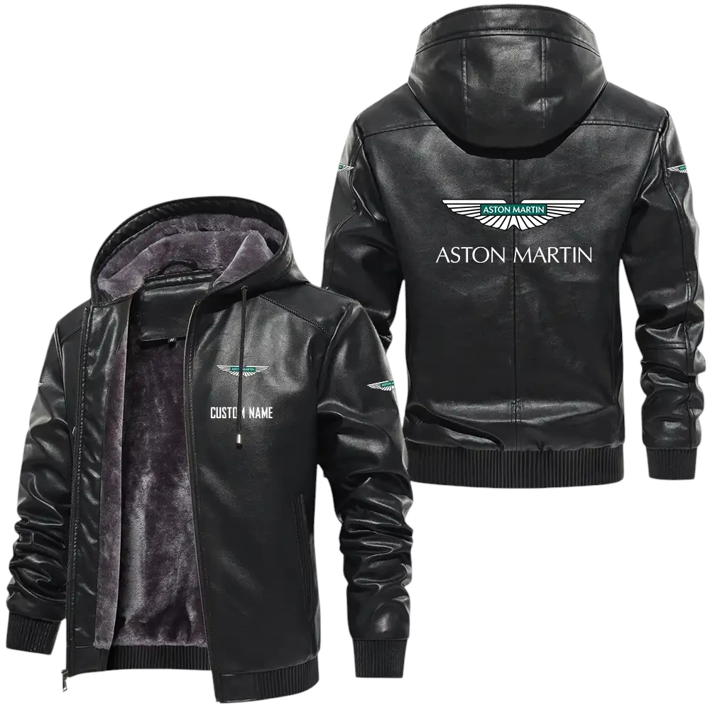 Aston Martin PU Leather Hooded Jacket, Mens Durable Windproof Keep Warm Soft Velvet Lined Jacket, Custom Name HG030325Y24LJHASM Aston Martin PU Leather Hooded Jacket, Mens Durable Windproof Keep Warm Soft Velvet Lined Jacket, Custom Name HG030325Y24LJHASM