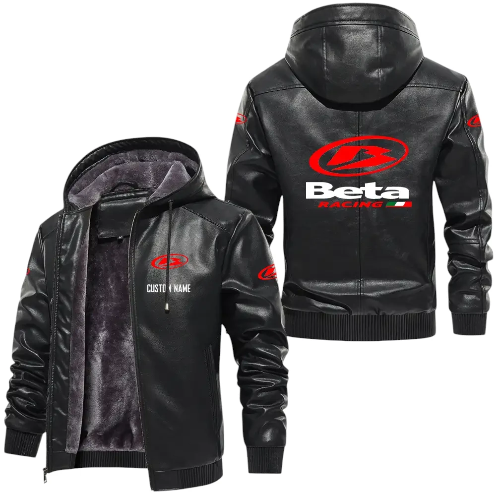 Beta PU Leather Hooded Jacket, Mens Durable Windproof Keep Warm Soft Velvet Lined Jacket, Custom Name HG030325Y24LJH1BET Beta PU Leather Hooded Jacket, Mens Durable Windproof Keep Warm Soft Velvet Lined Jacket, Custom Name HG030325Y24LJH1BET