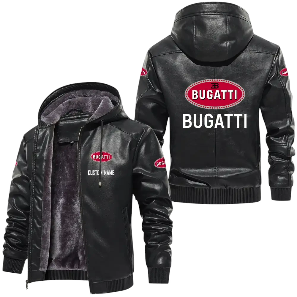 Bugatti PU Leather Hooded Jacket, Mens Durable Windproof Keep Warm Soft Velvet Lined Jacket, Custom Name HG030325Y24LJH1BUG Bugatti PU Leather Hooded Jacket, Mens Durable Windproof Keep Warm Soft Velvet Lined Jacket, Custom Name HG030325Y24LJH1BUG