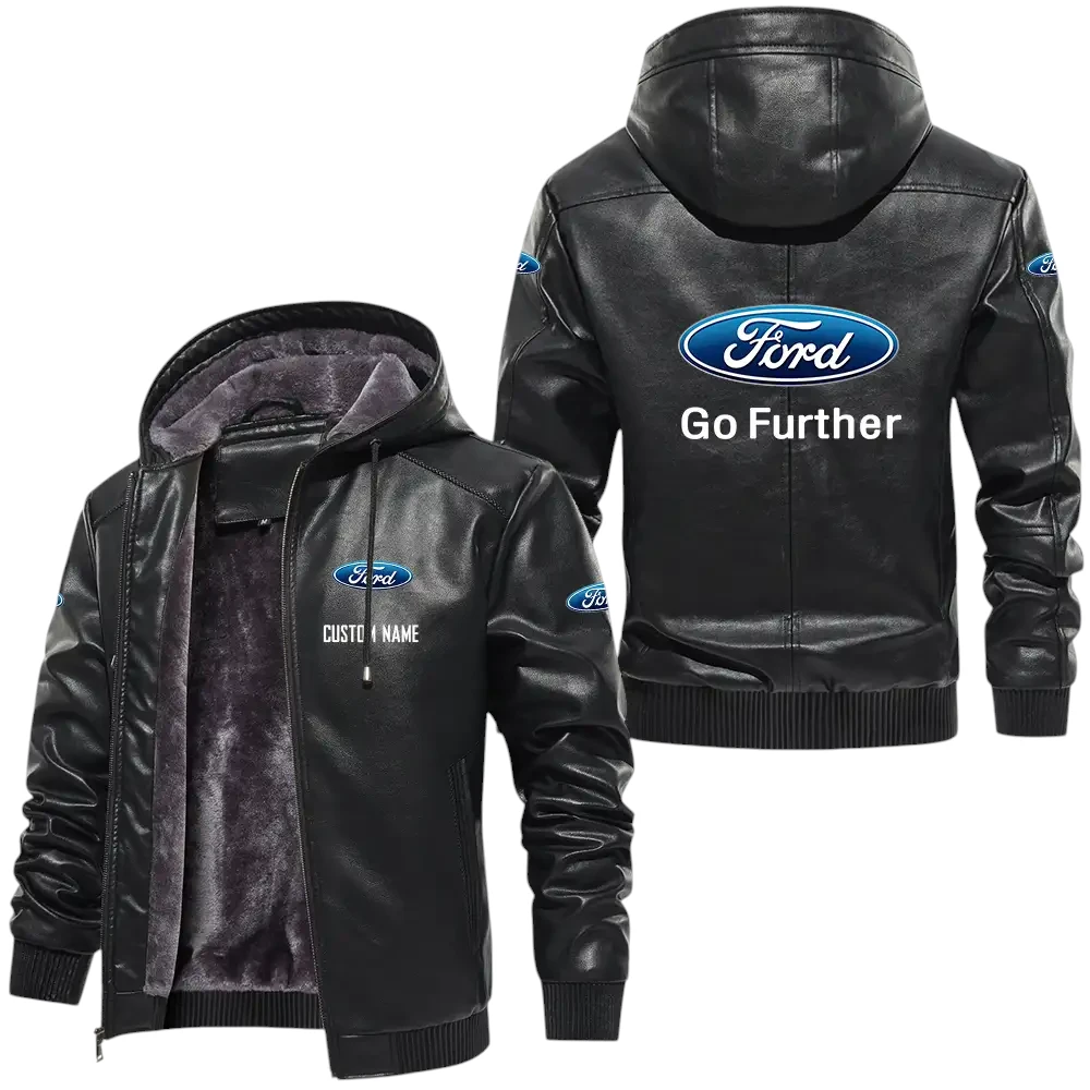 Ford Motor Company PU Leather Hooded Jacket, Mens Durable Windproof Keep Warm Soft Velvet Lined Jacket, Custom Name HG030325Y24LJH1FMC Ford Motor Company PU Leather Hooded Jacket, Mens Durable Windproof Keep Warm Soft Velvet Lined Jacket, Custom Name HG030325Y24LJH1FMC