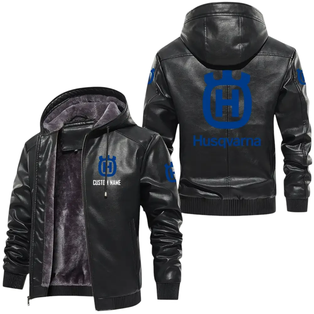 Husqvarna PU Leather Hooded Jacket, Mens Durable Windproof Keep Warm Soft Velvet Lined Jacket, Custom Name HG040325Y24LJH1HUA Husqvarna PU Leather Hooded Jacket, Mens Durable Windproof Keep Warm Soft Velvet Lined Jacket, Custom Name HG040325Y24LJH1HUA
