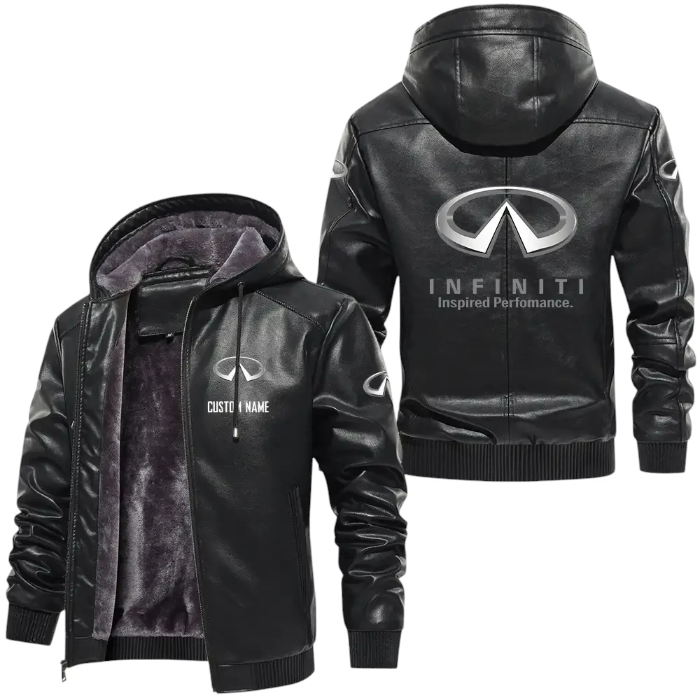 Infiniti PU Leather Hooded Jacket, Mens Durable Windproof Keep Warm Soft Velvet Lined Jacket, Custom Name HG040325Y24LJH1INF Infiniti PU Leather Hooded Jacket, Mens Durable Windproof Keep Warm Soft Velvet Lined Jacket, Custom Name HG040325Y24LJH1INF