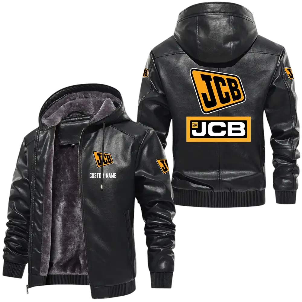 Jcb PU Leather Hooded Jacket, Mens Durable Windproof Keep Warm Soft Velvet Lined Jacket, Custom Name HG040325Y24LJH1JCB Jcb PU Leather Hooded Jacket, Mens Durable Windproof Keep Warm Soft Velvet Lined Jacket, Custom Name HG040325Y24LJH1JCB