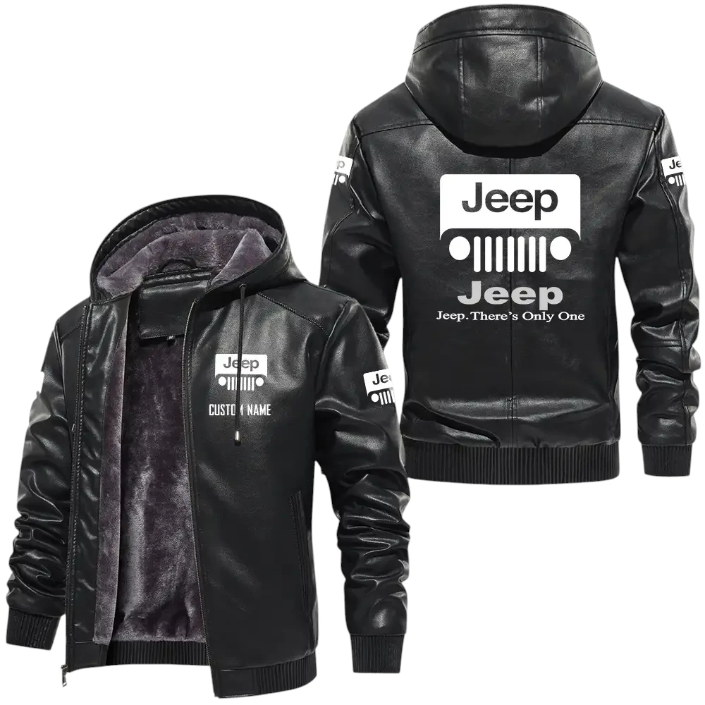 Jeep PU Leather Hooded Jacket, Mens Durable Windproof Keep Warm Soft Velvet Lined Jacket, Custom Name HG040325Y24LJH1JEE Jeep PU Leather Hooded Jacket, Mens Durable Windproof Keep Warm Soft Velvet Lined Jacket, Custom Name HG040325Y24LJH1JEE