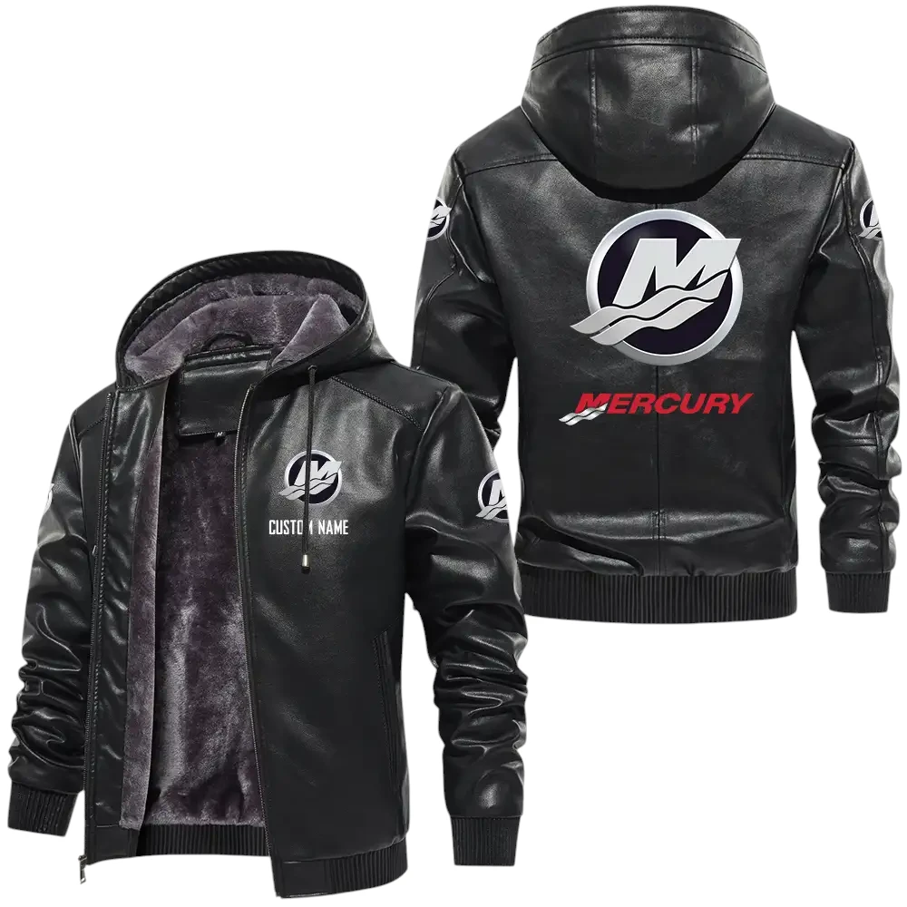 Mercury Marine PU Leather Hooded Jacket, Mens Durable Windproof Keep Warm Soft Velvet Lined Jacket, Custom Name HG050325Y24LJH1MEM Mercury Marine PU Leather Hooded Jacket, Mens Durable Windproof Keep Warm Soft Velvet Lined Jacket, Custom Name HG050325Y24LJH1MEM