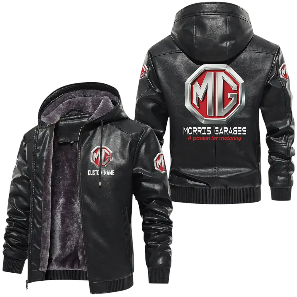 MG Cars PU Leather Hooded Jacket, Mens Durable Windproof Keep Warm Soft Velvet Lined Jacket, Custom Name HG050325Y24LJH1MGC MG Cars PU Leather Hooded Jacket, Mens Durable Windproof Keep Warm Soft Velvet Lined Jacket, Custom Name HG050325Y24LJH1MGC