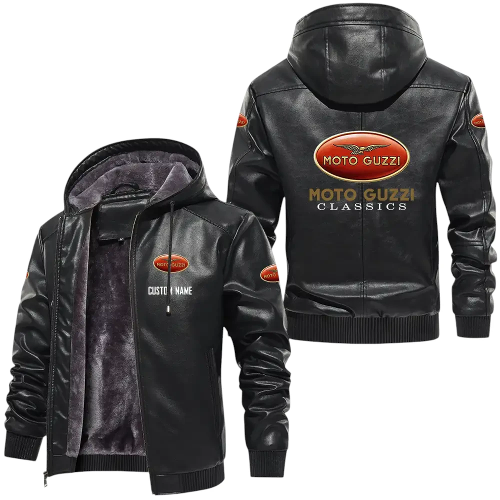 Moto Guzzi PU Leather Hooded Jacket, Mens Durable Windproof Keep Warm Soft Velvet Lined Jacket, Custom Name HG050325Y24LJH1MOG Moto Guzzi PU Leather Hooded Jacket, Mens Durable Windproof Keep Warm Soft Velvet Lined Jacket, Custom Name HG050325Y24LJH1MOG