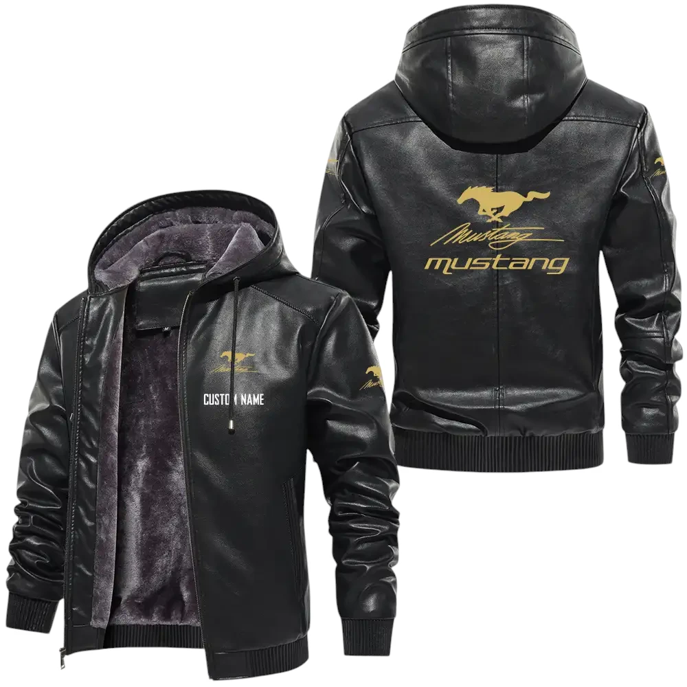 Mustang Racing PU Leather Hooded Jacket, Mens Durable Windproof Keep Warm Soft Velvet Lined Jacket, Custom Name HG050325Y24LJH2MUS Mustang Racing PU Leather Hooded Jacket, Mens Durable Windproof Keep Warm Soft Velvet Lined Jacket, Custom Name HG050325Y24LJH2MUS
