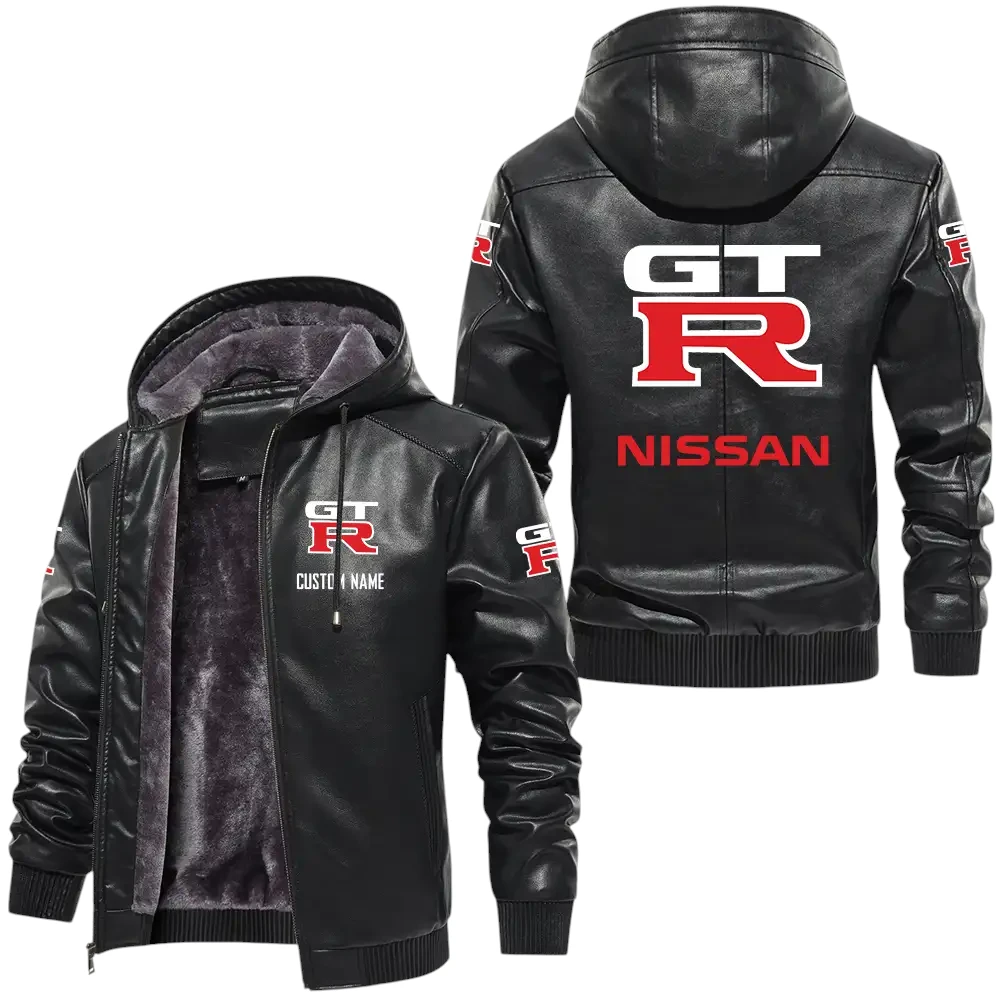 Nissan Gtr PU Leather Hooded Jacket, Mens Durable Windproof Keep Warm Soft Velvet Lined Jacket, Custom Name HG050325Y24LJH5NIS Nissan Gtr PU Leather Hooded Jacket, Mens Durable Windproof Keep Warm Soft Velvet Lined Jacket, Custom Name HG050325Y24LJH5NIS