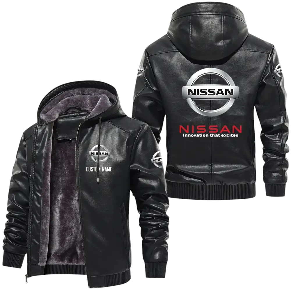 Nissan PU Leather Hooded Jacket, Mens Durable Windproof Keep Warm Soft Velvet Lined Jacket, Custom Name HG050325Y24LJH6NIS Nissan PU Leather Hooded Jacket, Mens Durable Windproof Keep Warm Soft Velvet Lined Jacket, Custom Name HG050325Y24LJH6NIS