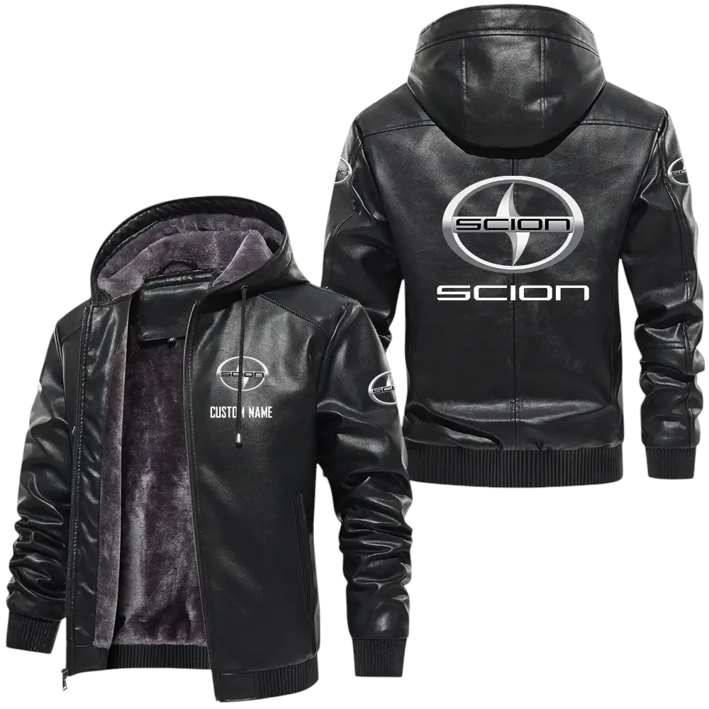 Scion PU Leather Hooded Jacket, Mens Durable Windproof Keep Warm Soft Velvet Lined Jacket, Custom Name HG060325Y24LJH1SCI Scion PU Leather Hooded Jacket, Mens Durable Windproof Keep Warm Soft Velvet Lined Jacket, Custom Name HG060325Y24LJH1SCI