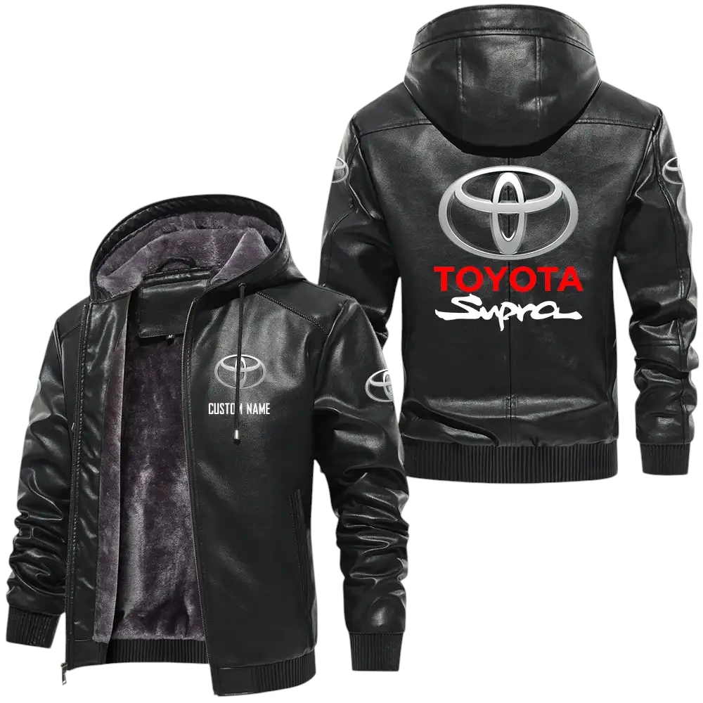 Toyota Supra PU Leather Hooded Jacket, Mens Durable Windproof Keep Warm Soft Velvet Lined Jacket, Custom Name HG060325Y24LJH1TOS Toyota Supra PU Leather Hooded Jacket, Mens Durable Windproof Keep Warm Soft Velvet Lined Jacket, Custom Name HG060325Y24LJH1TOS