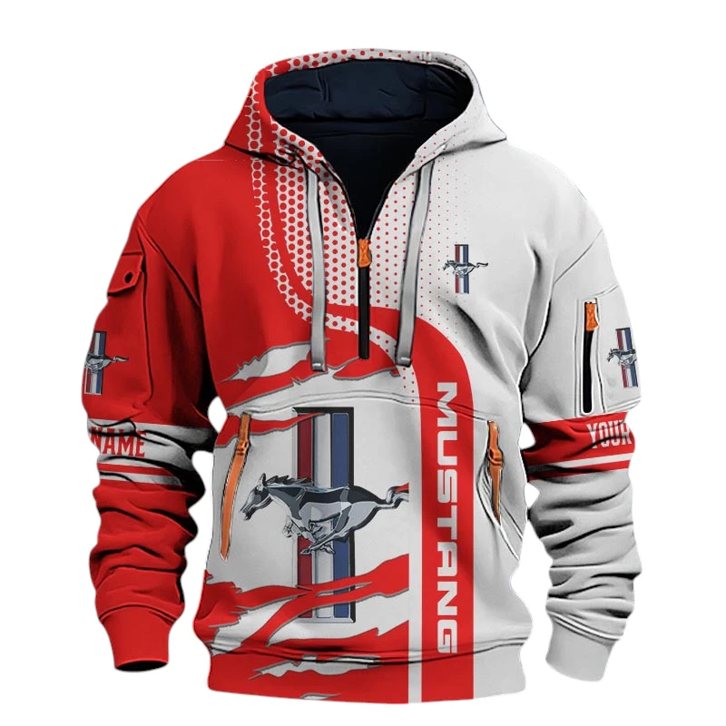Ford Mustang Half Zip Hoodie All Over Prints, Multi-Pockets Custom Name TN130525Y26QZ3CT1MUS Ford Mustang Half Zip Hoodie All Over Prints, Multi-Pockets Custom Name TN130525Y26QZ3CT1MUS