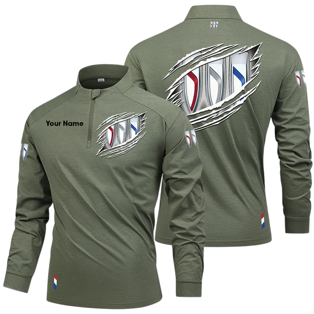Buick Long Sleeve Shirt, Stand Collar Quarter Zip-up Custom Name HIDI080525Y49LMT05BUI Buick Long Sleeve Shirt, Stand Collar Quarter Zip-up Custom Name HIDI080525Y49LMT05BUI