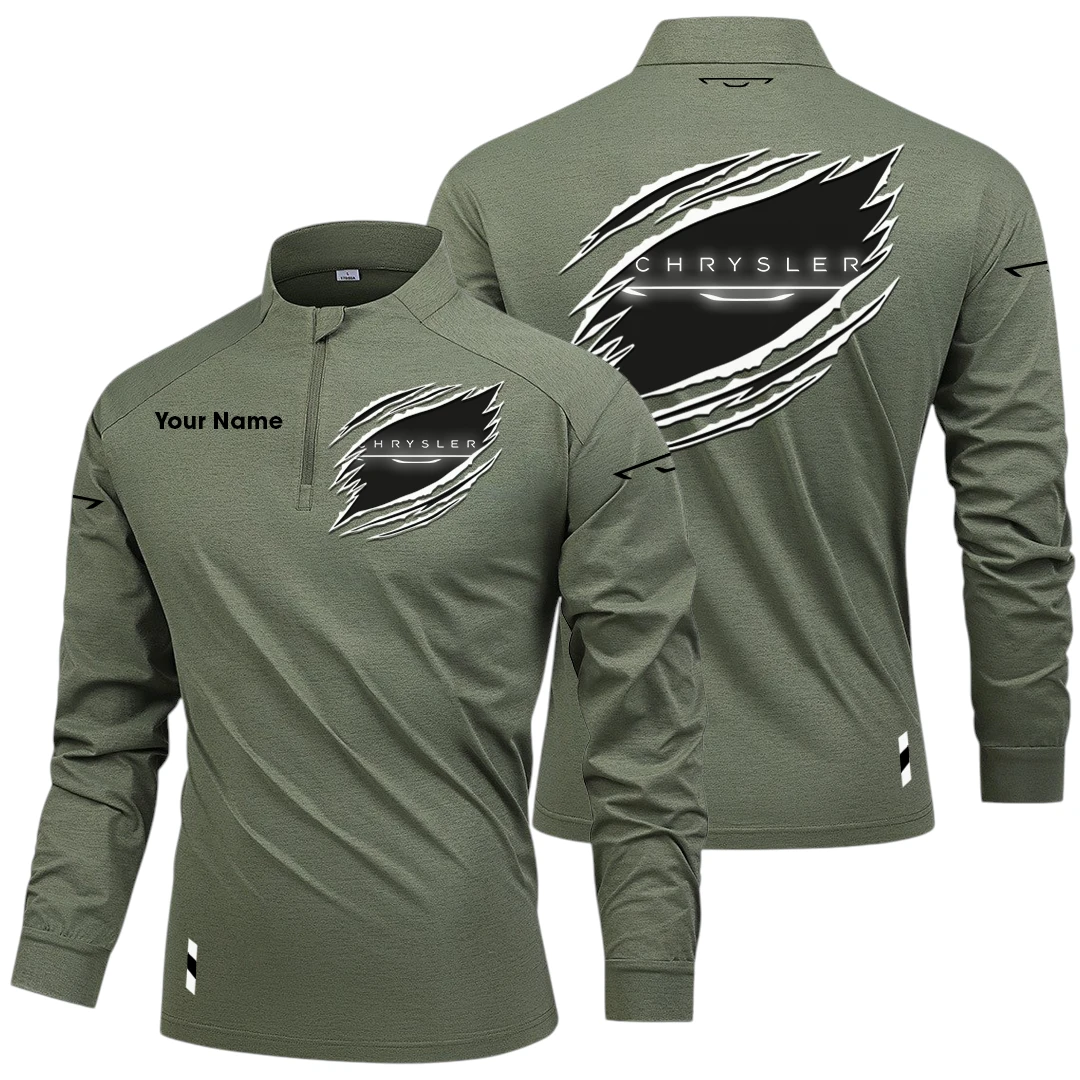 Chrysler Long Sleeve Shirt, Stand Collar Quarter Zip-up Custom Name HIDI080525Y49LMT05CHR Chrysler Long Sleeve Shirt, Stand Collar Quarter Zip-up Custom Name HIDI080525Y49LMT05CHR