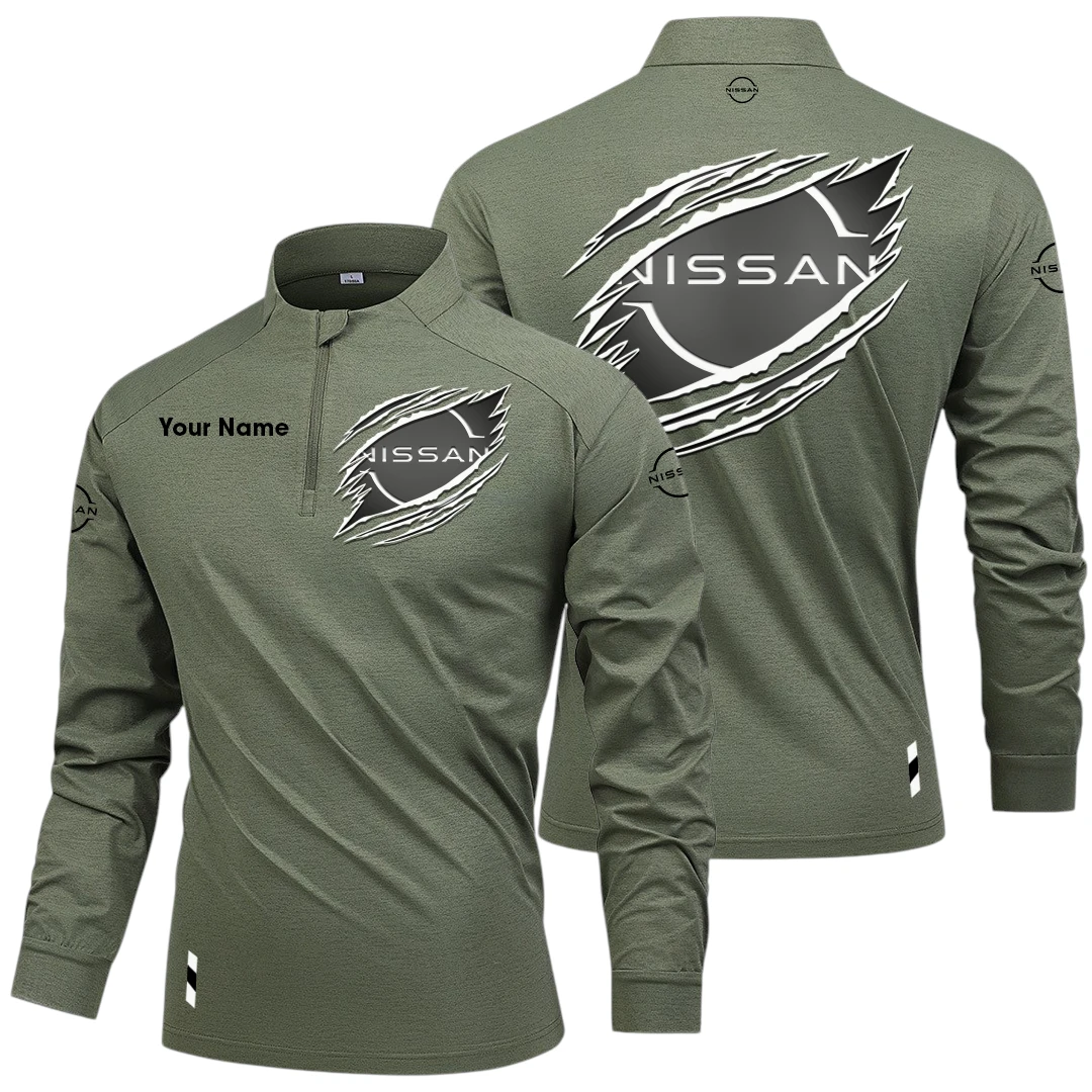 Nissan Long Sleeve Shirt, Stand Collar Quarter Zip-up Custom Name HIDI090525Y49LMT05NIS Nissan Long Sleeve Shirt, Stand Collar Quarter Zip-up Custom Name HIDI090525Y49LMT05NIS