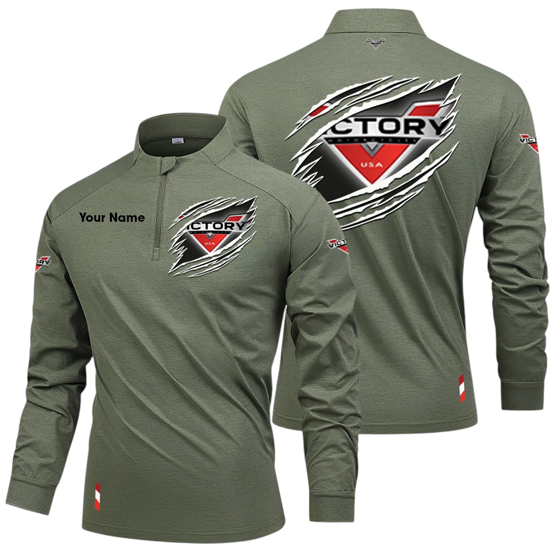 Victory Motorcycles Long Sleeve Shirt, Stand Collar Quarter Zip-up Custom Name HIDI130525Y49LMT05VIM Victory Motorcycles Long Sleeve Shirt, Stand Collar Quarter Zip-up Custom Name HIDI130525Y49LMT05VIM