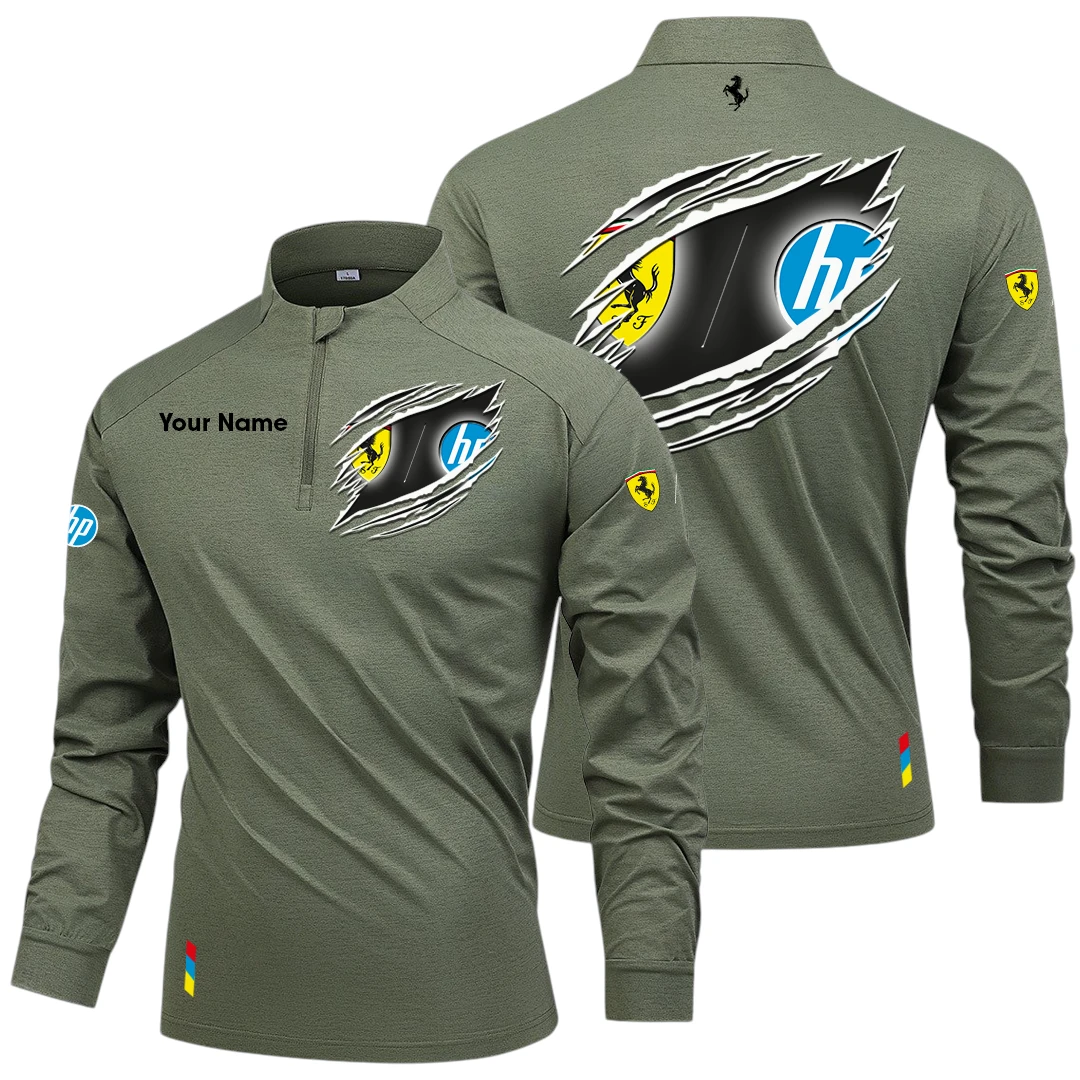Scuderia Ferrari HP Racing Long Sleeve Shirt, Stand Collar Quarter Zip-up Custom Name HIDI140525Y49LMT05SF1 Scuderia Ferrari HP Racing Long Sleeve Shirt, Stand Collar Quarter Zip-up Custom Name HIDI140525Y49LMT05SF1