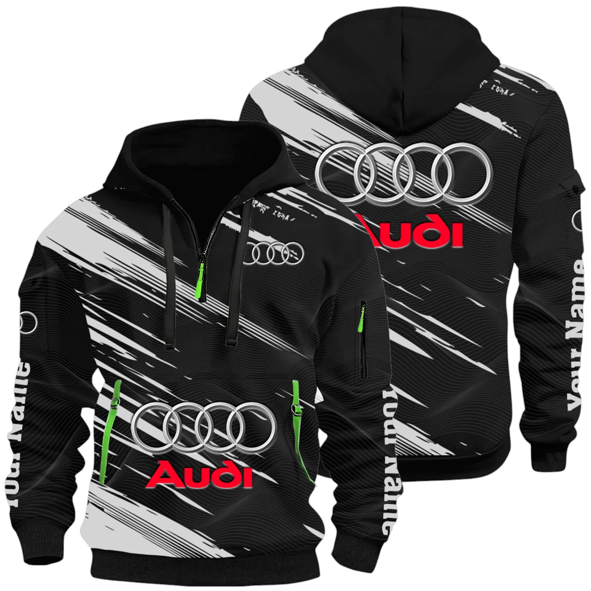 Audi Half Zip Hoodie All Over Prints, Multi-Pockets Custom Name HIHI040625Y26QZ3HAUD Audi Half Zip Hoodie All Over Prints, Multi-Pockets Custom Name HIHI040625Y26QZ3HAUD