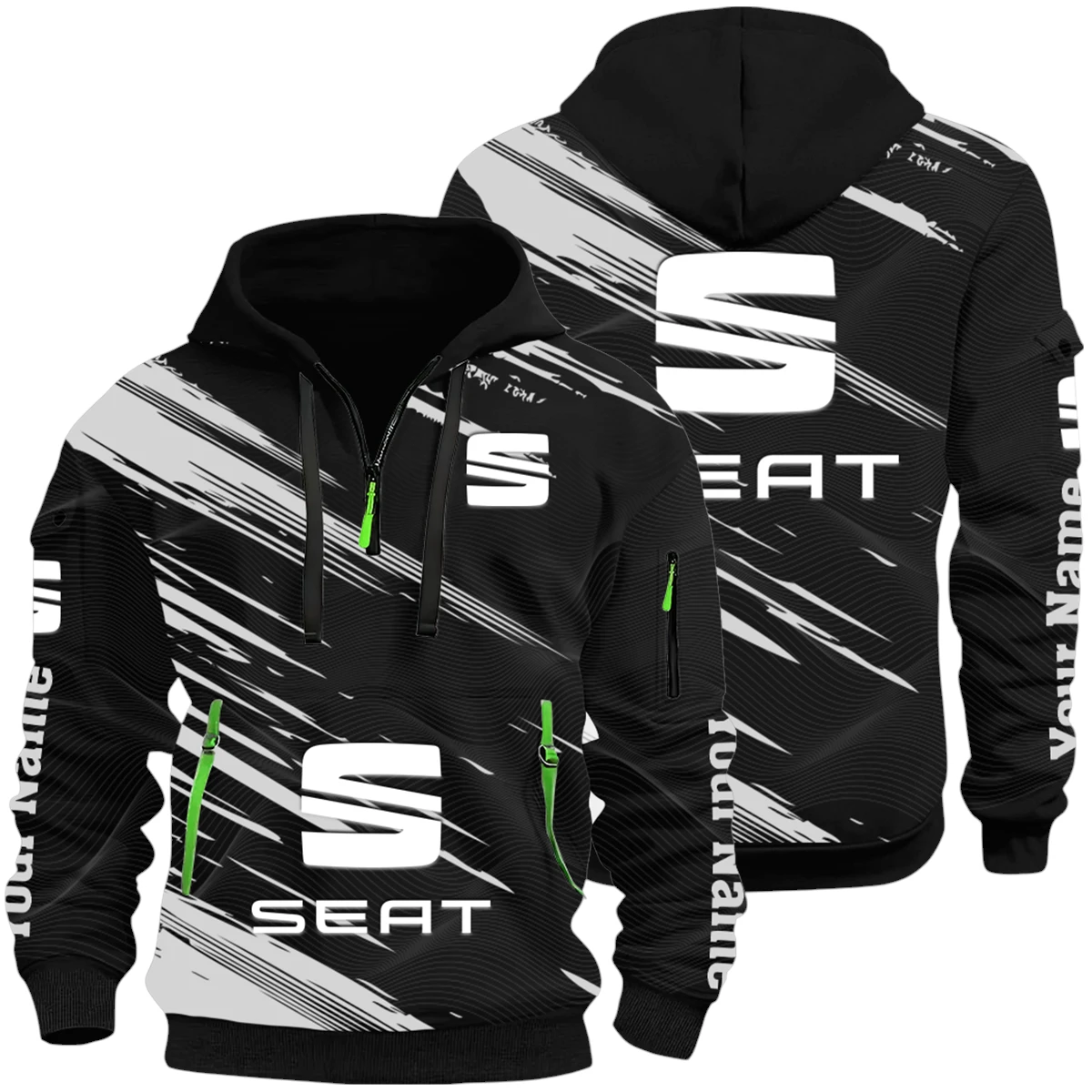 Seat Half Zip Hoodie All Over Prints, Multi-Pockets Custom Name HIHI160625Y26QZ3HSEA Seat Half Zip Hoodie All Over Prints, Multi-Pockets Custom Name HIHI160625Y26QZ3HSEA