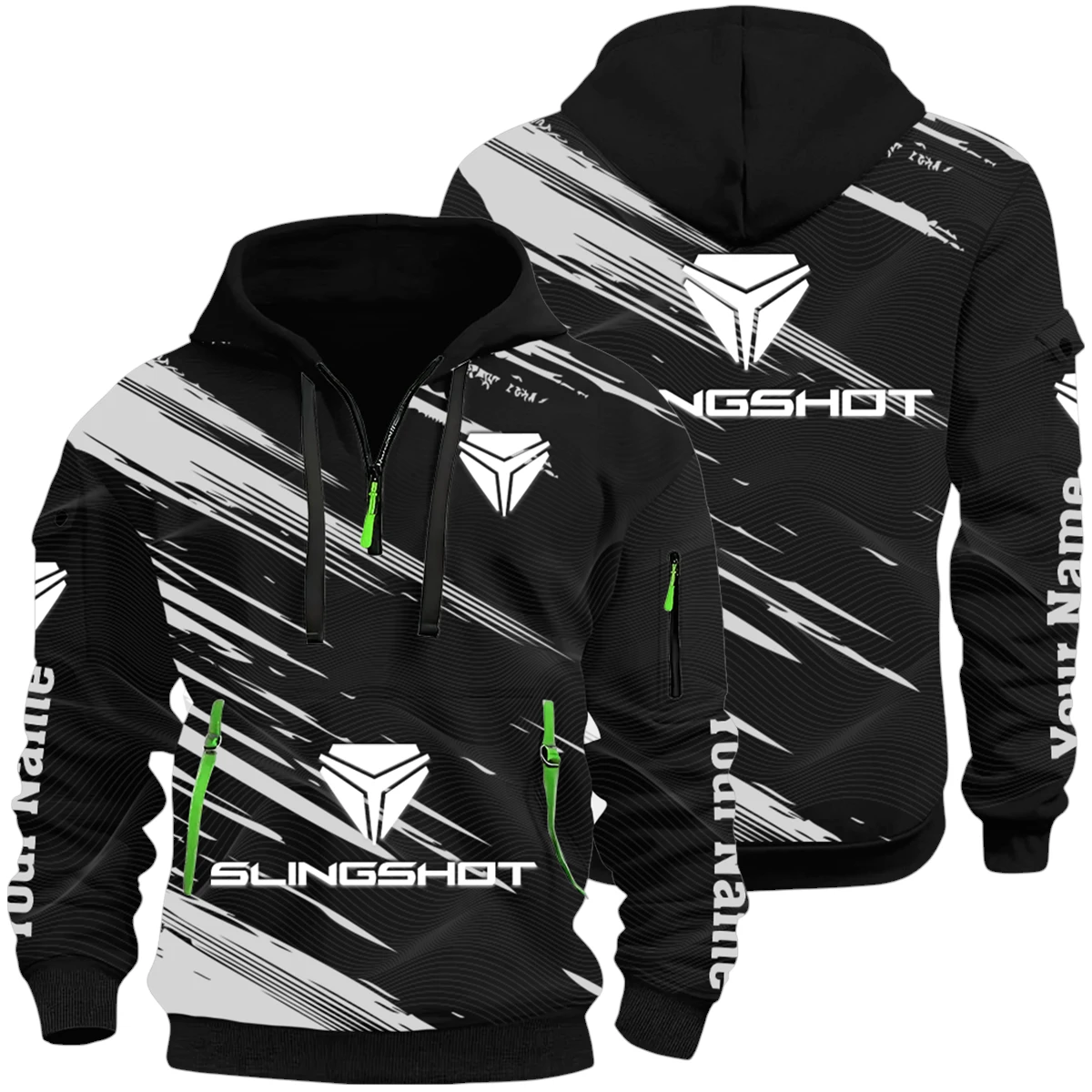 Slingshot Half Zip Hoodie All Over Prints, Multi-Pockets Custom Name HIHI160625Y26QZ3HSLS Slingshot Half Zip Hoodie All Over Prints, Multi-Pockets Custom Name HIHI160625Y26QZ3HSLS