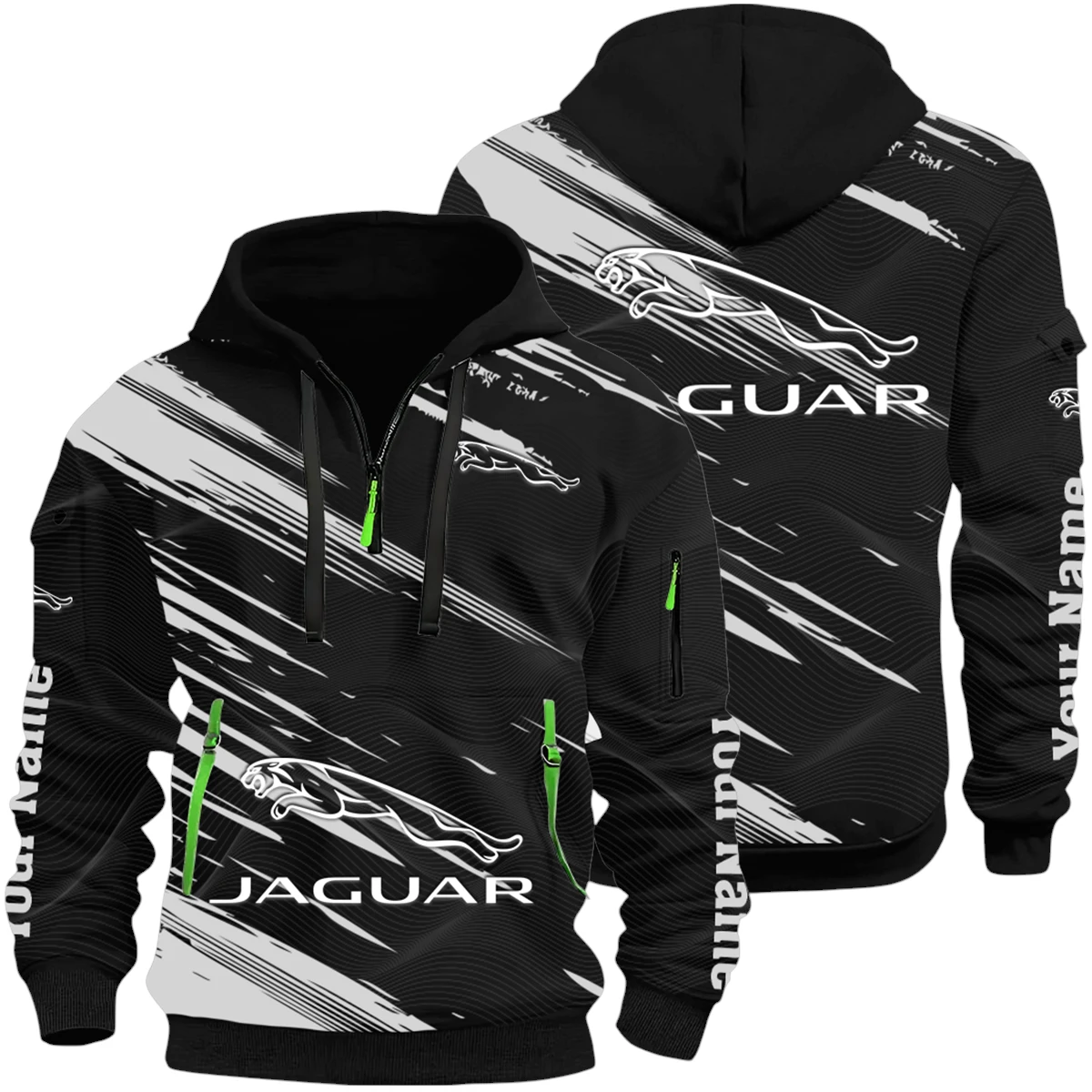 Jaguar Half Zip Hoodie All Over Prints, Multi-Pockets Custom Name HIHI180625Y26QZ3HJAG Jaguar Half Zip Hoodie All Over Prints, Multi-Pockets Custom Name HIHI180625Y26QZ3HJAG