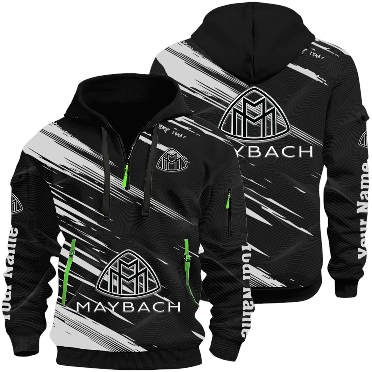 Maybach Half Zip Hoodie All Over Prints, Multi-Pockets Custom Name HIHI190625Y26QZ3HMAB Maybach Half Zip Hoodie All Over Prints, Multi-Pockets Custom Name HIHI190625Y26QZ3HMAB