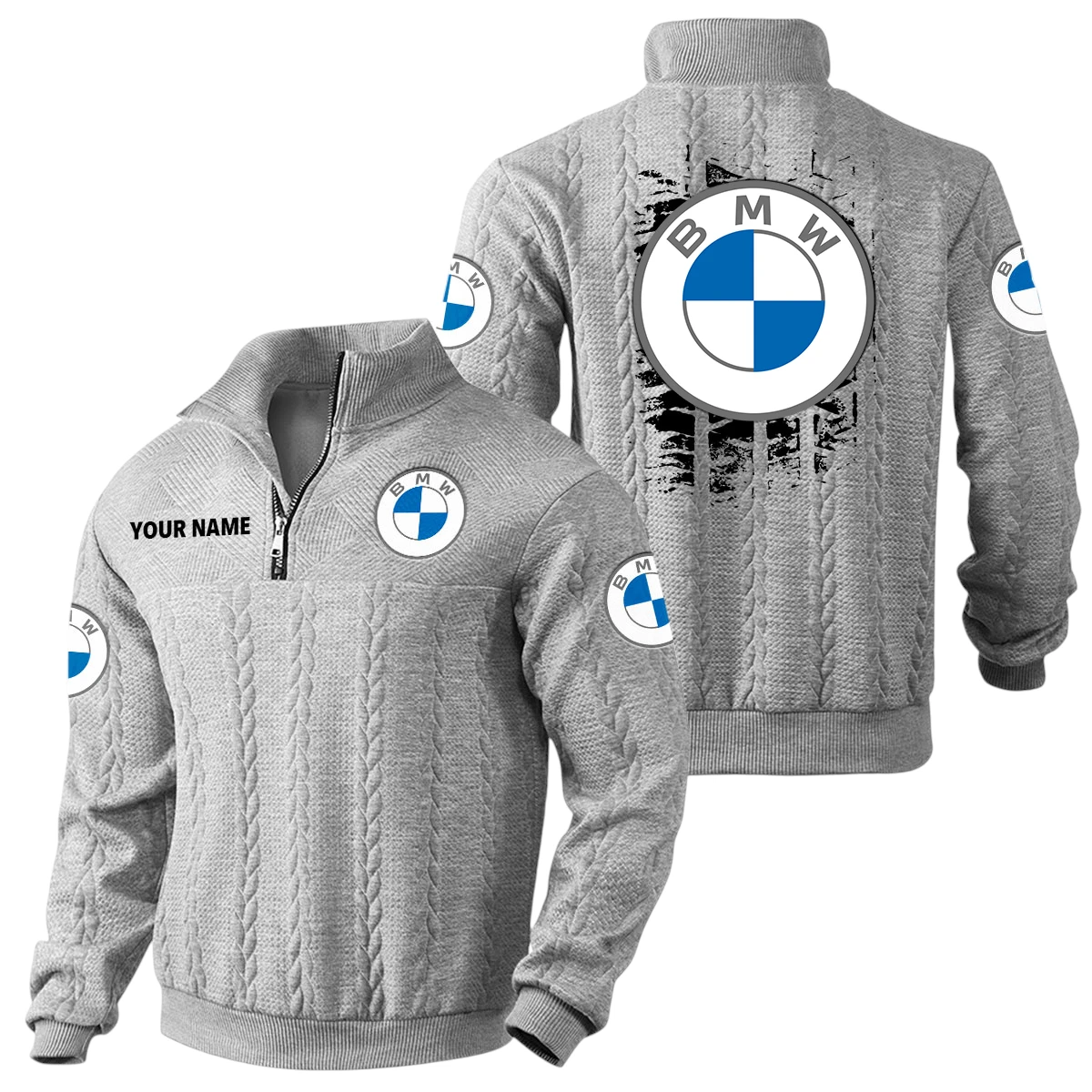 BMW Quarter Zip Sweatshirt Stand Collar Gift For Fan Custom Name BMW Quarter Zip Sweatshirt Stand Collar Gift For Fan Custom Name