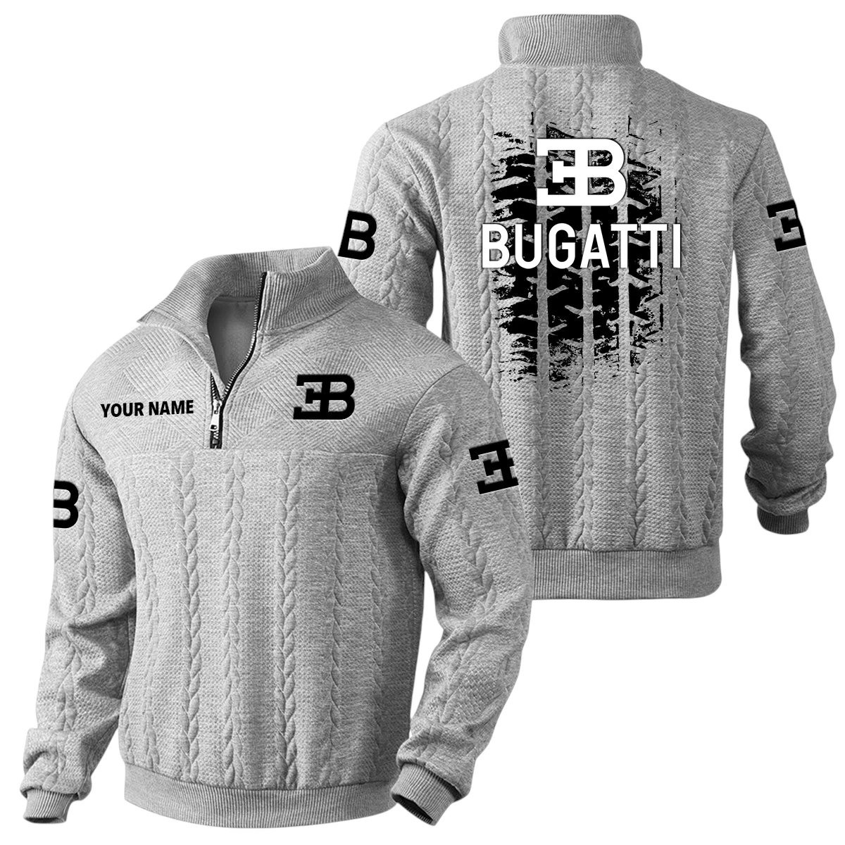 Bugatti Quarter Zip Sweatshirt Stand Collar Gift For Fan Custom Name Bugatti Quarter Zip Sweatshirt Stand Collar Gift For Fan Custom Name