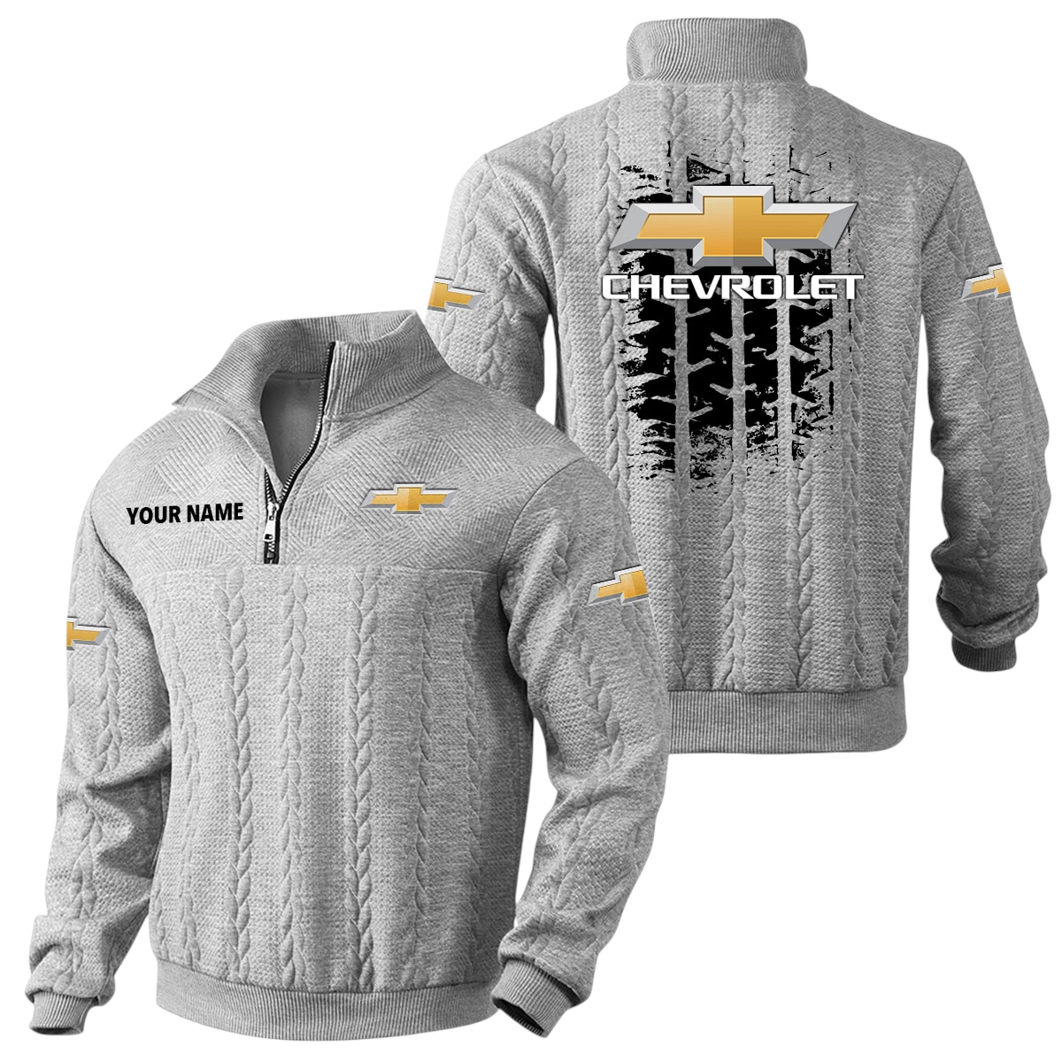 Chevrolet Quarter Zip Sweatshirt Stand Collar Gift For Fan Custom Name Chevrolet Quarter Zip Sweatshirt Stand Collar Gift For Fan Custom Name