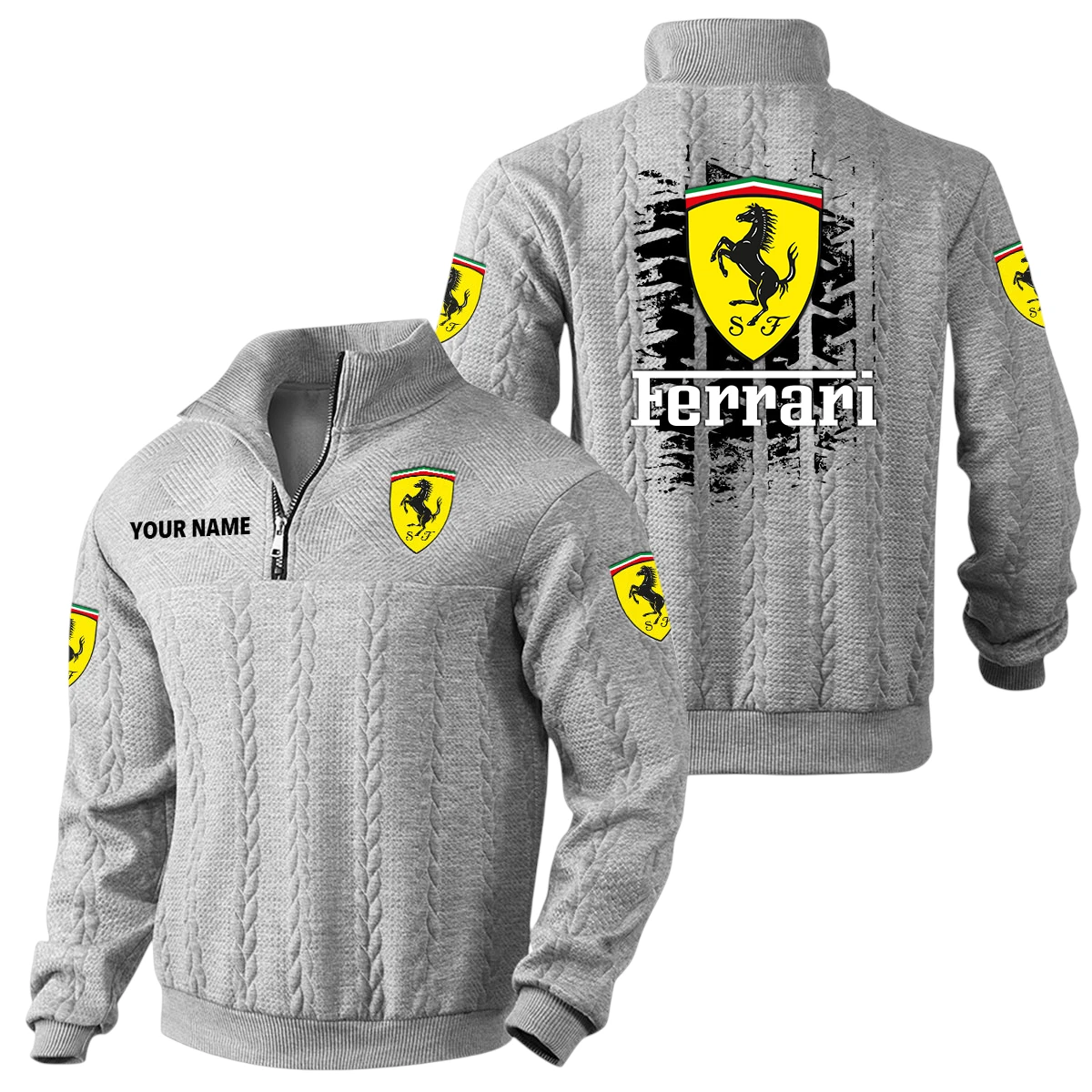 Ferrari Quarter Zip Sweatshirt Stand Collar Gift For Fan Custom Name Ferrari Quarter Zip Sweatshirt Stand Collar Gift For Fan Custom Name