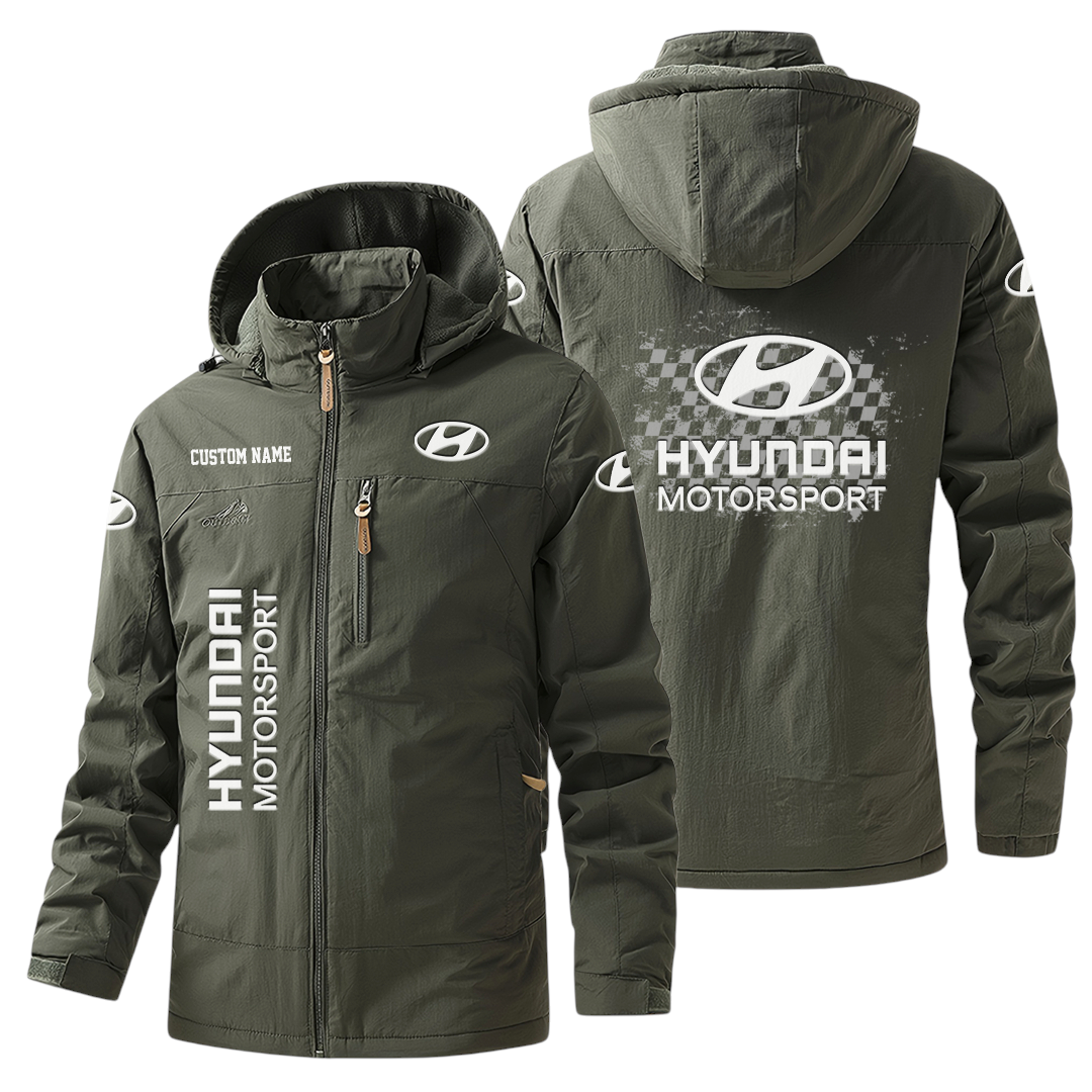 Hyundai Motorsport Racing Windbreaker Jacket Hooded Warm Lining Waterproof Custom Name Hyundai Motorsport Racing Windbreaker Jacket Hooded Warm Lining Waterproof Custom Name